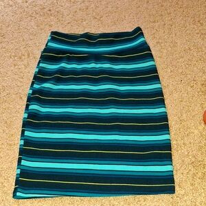 LuLaRoe Pencil Skirt - Blue and Green Stripes